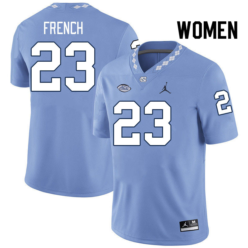 Women #23 Charleston French North Carolina Tar Heels College Football Jerseys Stitched-Carolina Blue